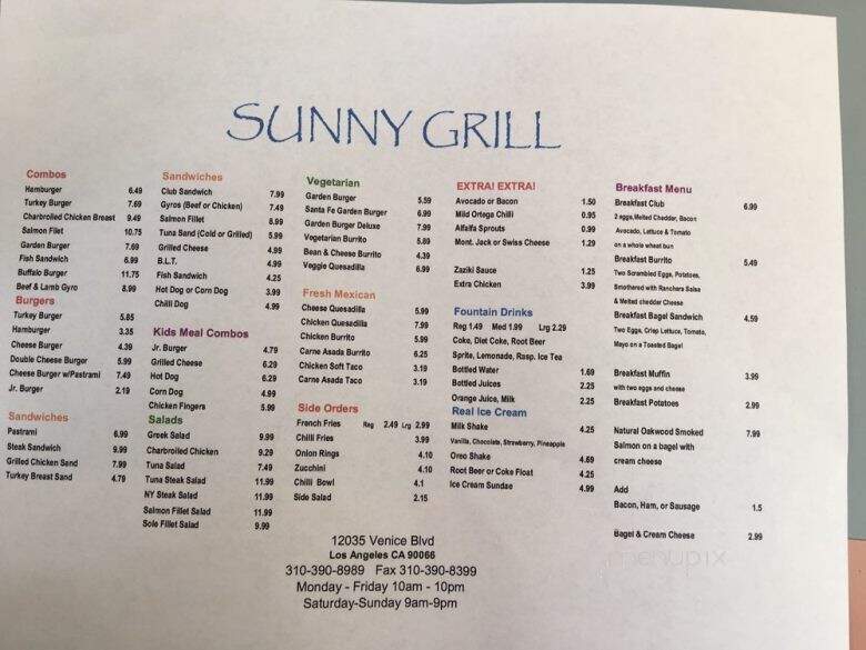 Sunny Grill - Los Angeles, CA menu_pic