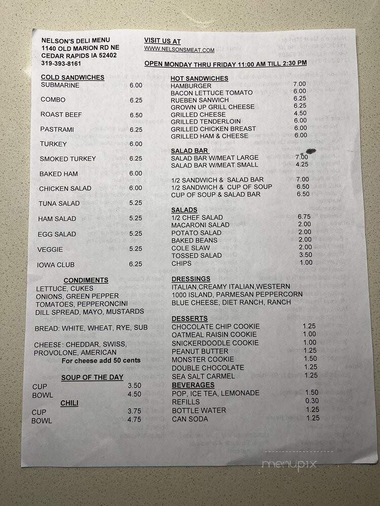 Nelsons Meat Market - Cedar Rapids, IA menu_pic