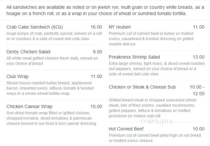 Twist and Turn Tavern - Highland, MD menu_pic