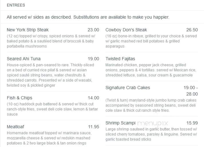 Twist and Turn Tavern - Highland, MD menu_pic