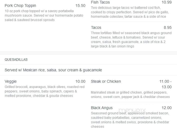 Twist and Turn Tavern - Highland, MD menu_pic