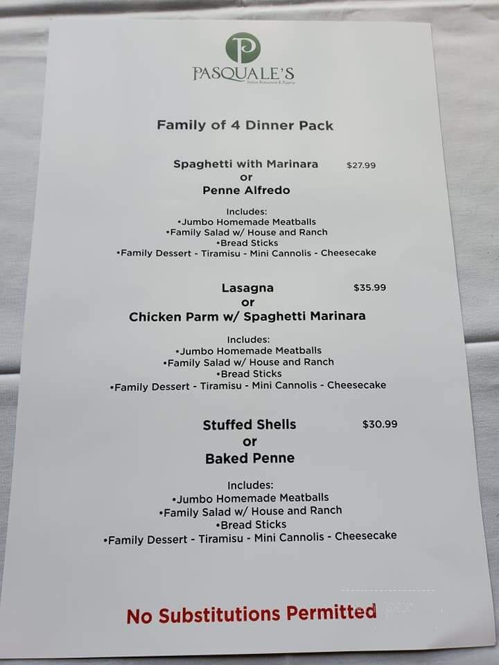 Pasquale's Restaurant - Lancaster, PA menu_pic