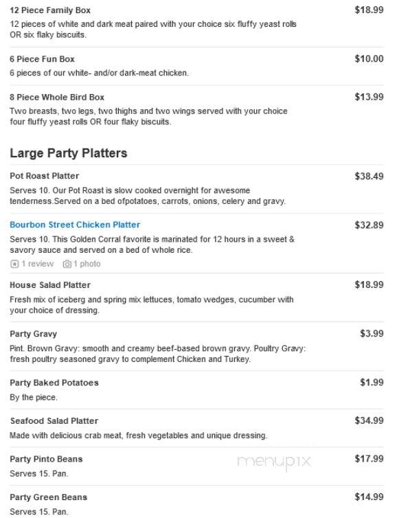 Golden Corral Steakhouse Buffet - Grand Rapids, MI menu_pic