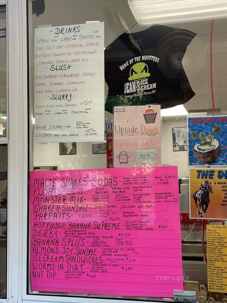 Dean's Ice Cream - Plainwell, MI menu_pic