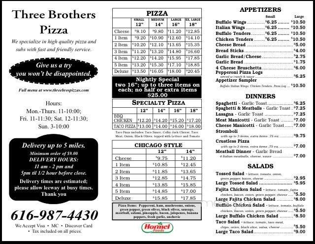 Three Brothers Pizza - Middleville, MI
