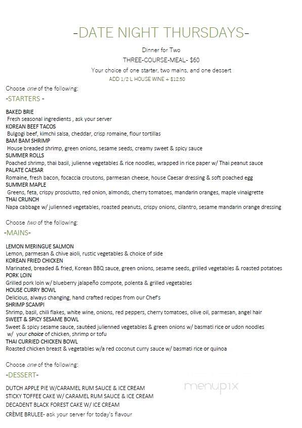 Palate Restaurant & Cafe - Fredericton, NB menu_pic