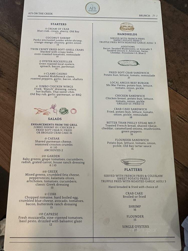 A J's On The Creek Restaurant - Chincoteague, VA menu_pic