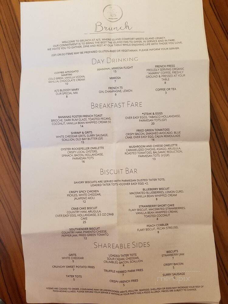 A J's On The Creek Restaurant - Chincoteague, VA menu_pic