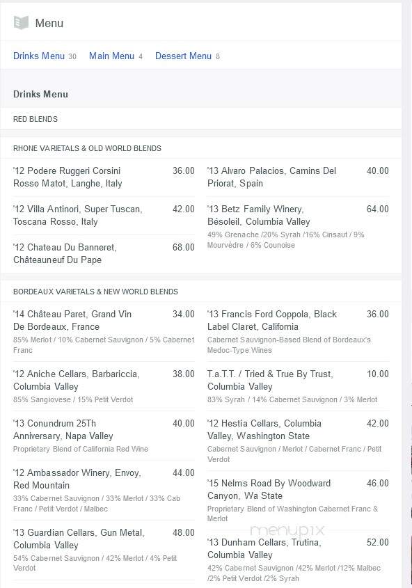 Bistro San Martin - Arlington, WA menu_pic