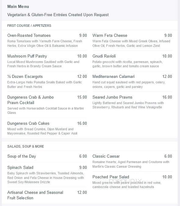 Bistro San Martin - Arlington, WA menu_pic