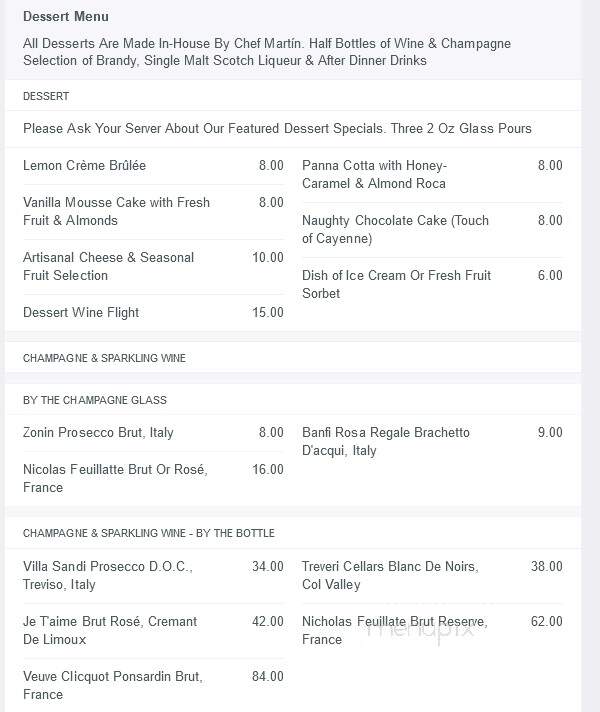 Bistro San Martin - Arlington, WA menu_pic