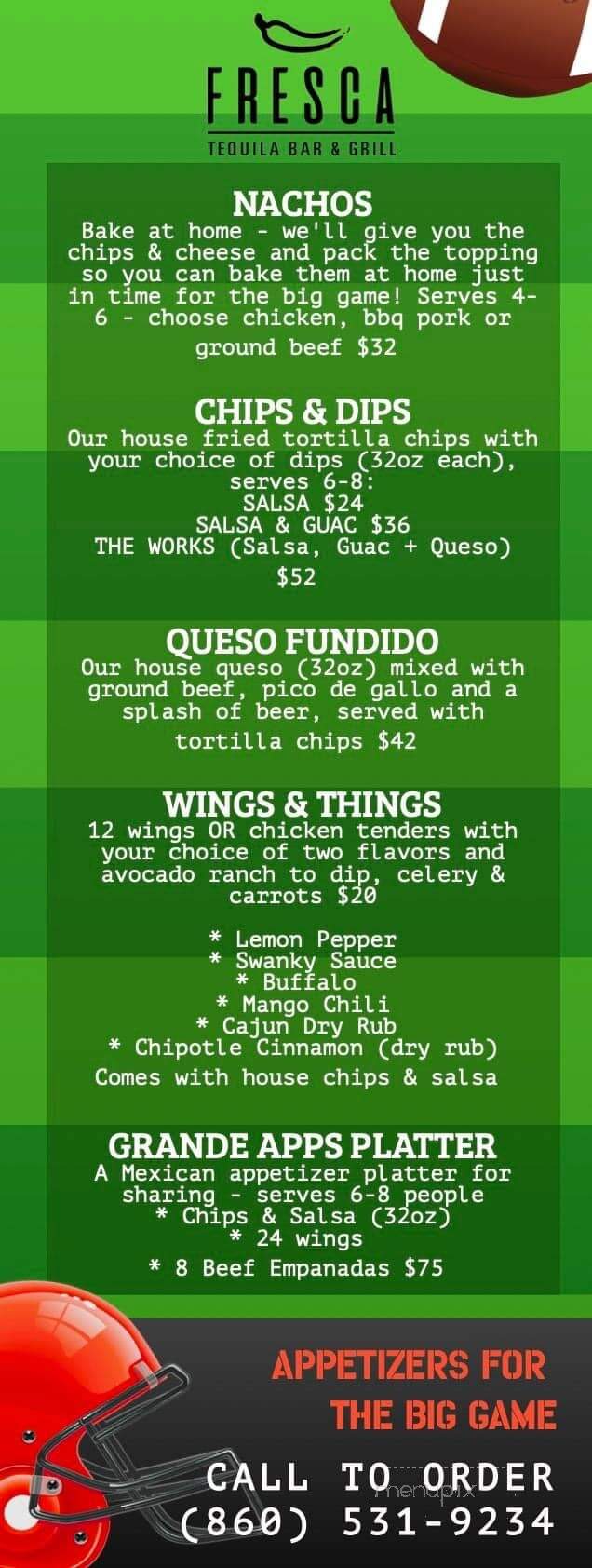 Fresca Tequila Bar & Grill - Colchester, CT menu_pic