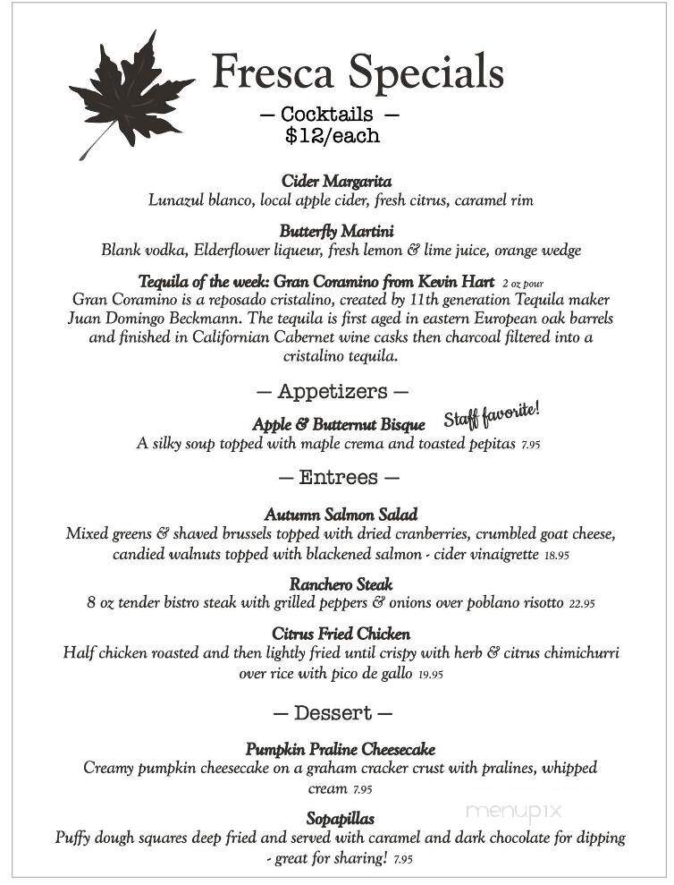 Fresca Tequila Bar & Grill - Colchester, CT menu_pic
