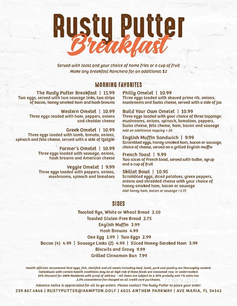 The Rusty Putter - Ave Maria, FL menu_pic