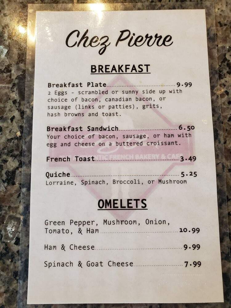 Chez Pierre French Bakery And Cafe On Harrison, Lakeview - New Orleans, LA menu_pic