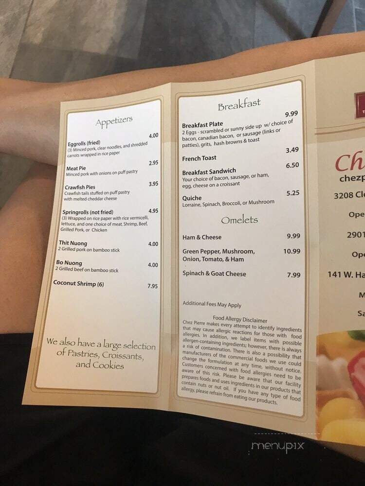 Chez Pierre French Bakery And Cafe On Harrison, Lakeview - New Orleans, LA menu_pic