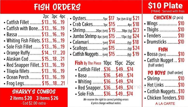 Sharkey's Chicken and Fish - Vacaville, CA menu_pic