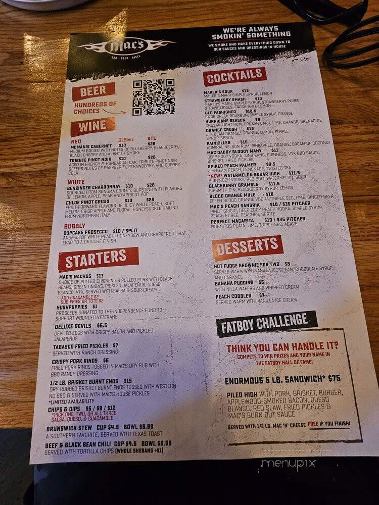 Mac's Speed Shop - Concord, NC menu_pic