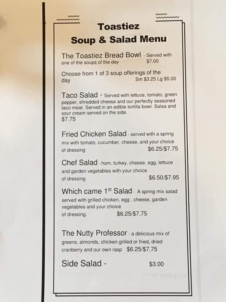 Toastiez - Greenville, IL menu_pic