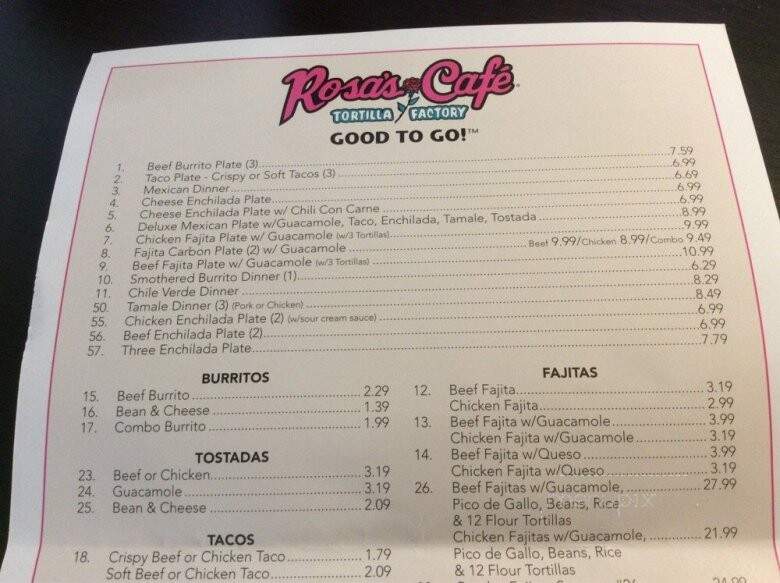 Rosa's Cafe - Hobbs, NM menu_pic