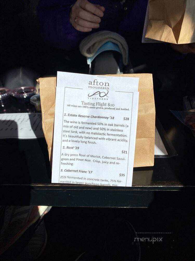 Afton Mountain Vineyards - Afton, VA menu_pic