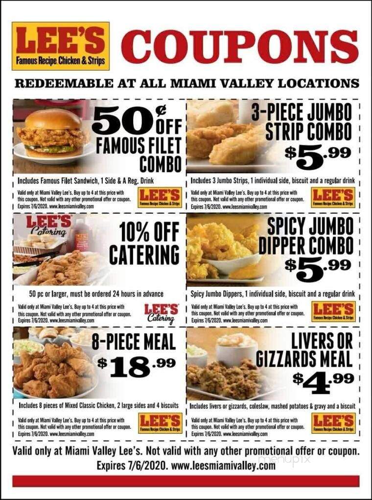 Lee's Famous Recipe Chicken Menu in Sidney, OH | Order Delivery & Reviews