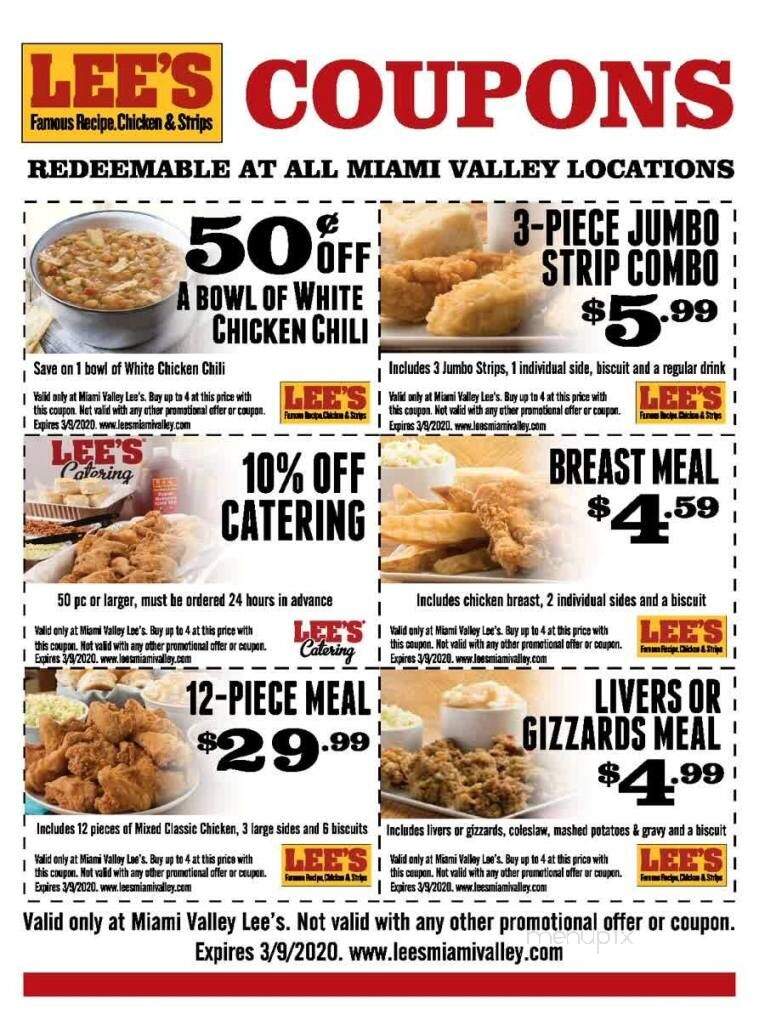 Lee's Famous Recipe Chicken - Sidney, OH menu_pic