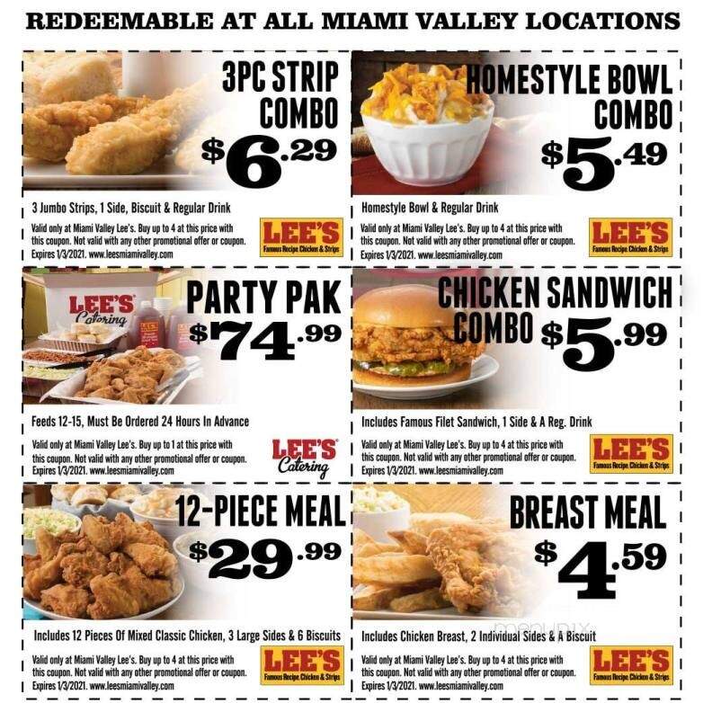 Lee's Famous Recipe Chicken - Sidney, OH menu_pic