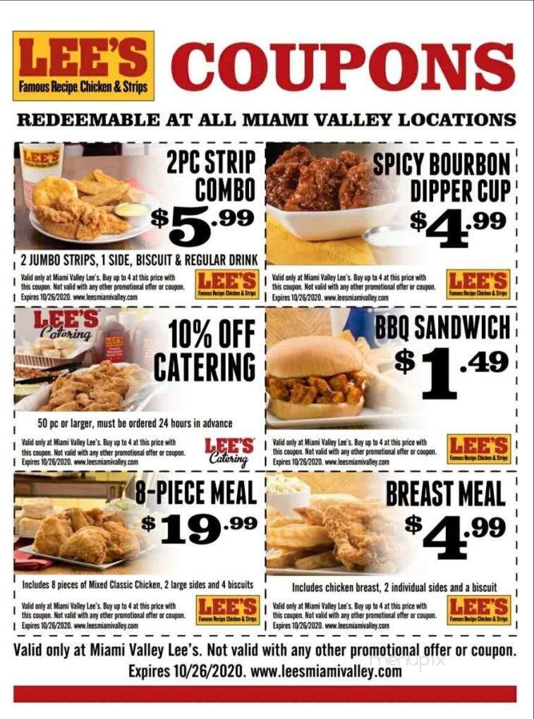 Lee's Famous Recipe Chicken - Sidney, OH menu_pic