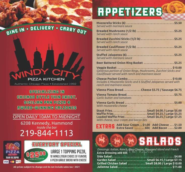 Windy City Pizza Kitchen - Hammond, IN menu_pic