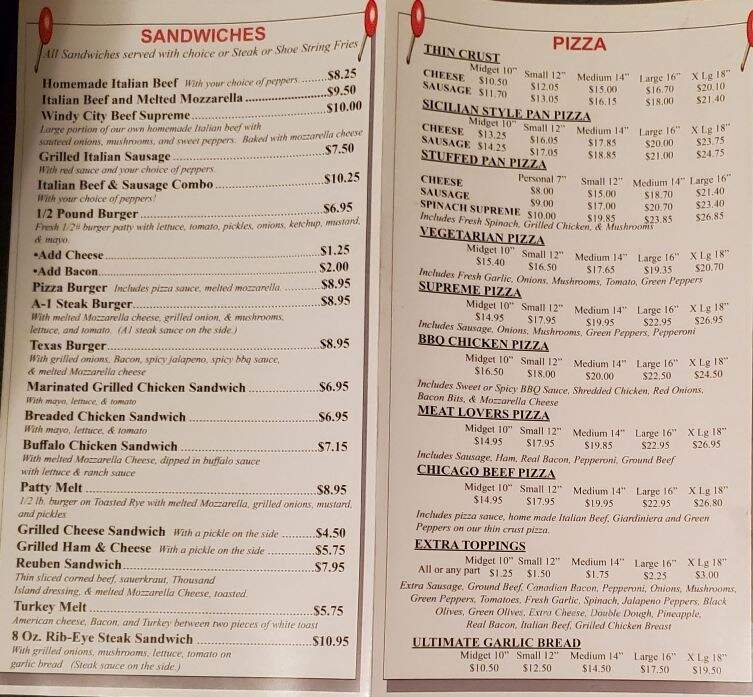 Windy City Pizza Kitchen - Hammond, IN menu_pic