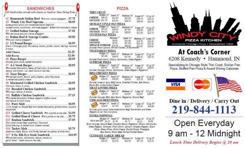 Windy City Pizza Kitchen - Hammond, IN menu_pic