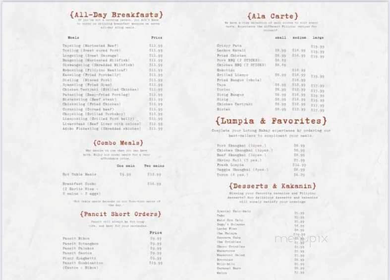 Lutong Bahay - Pittsburg, CA menu_pic