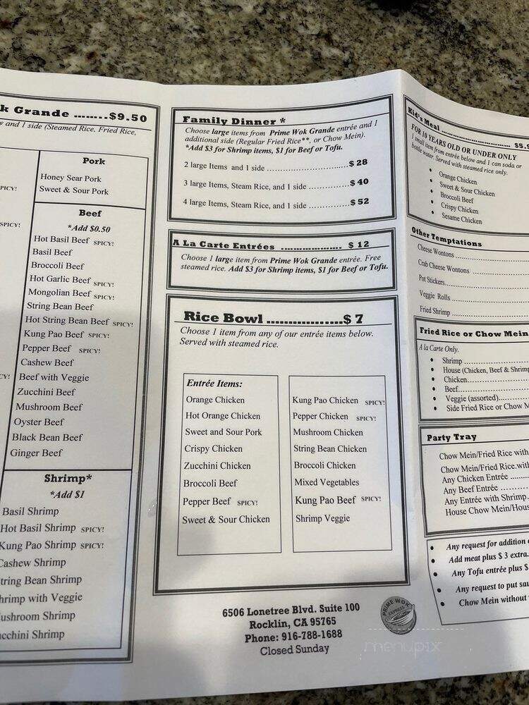 Prime Wok Express - Rocklin, CA menu_pic