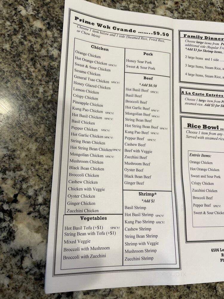Prime Wok Express - Rocklin, CA menu_pic