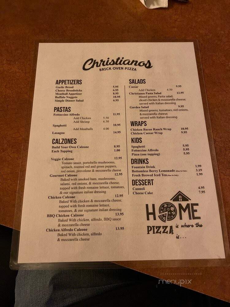 Christianos Pizza - Green Lake, WI menu_pic