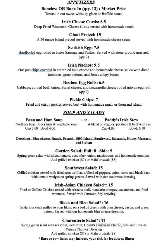 Paddy Coughlin's Pub - Fort Atkinson, WI menu_pic
