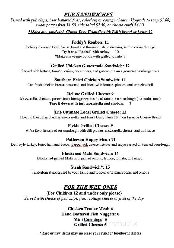 Paddy Coughlin's Pub - Fort Atkinson, WI menu_pic