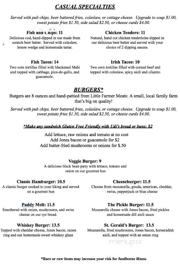 Paddy Coughlin's Pub - Fort Atkinson, WI menu_pic