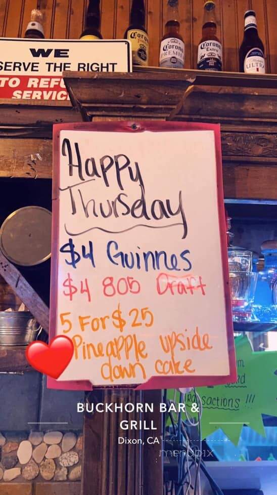 Buckhorn Bar and Grill - Dixon, CA menu_pic