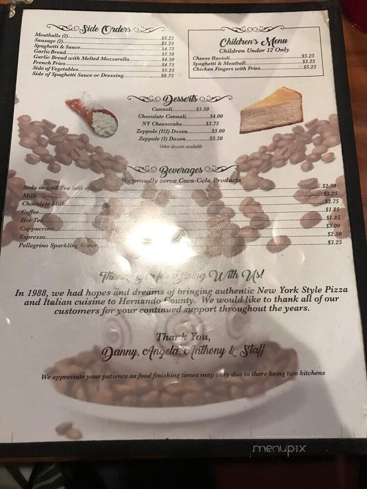 Pizza Villa & Restaurant - Brooksville, FL menu_pic