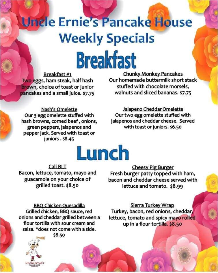 Uncle Ernie's Pancake House - Kalamazoo, MI menu_pic