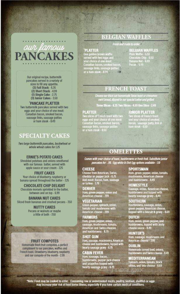 Uncle Ernie's Pancake House - Kalamazoo, MI menu_pic