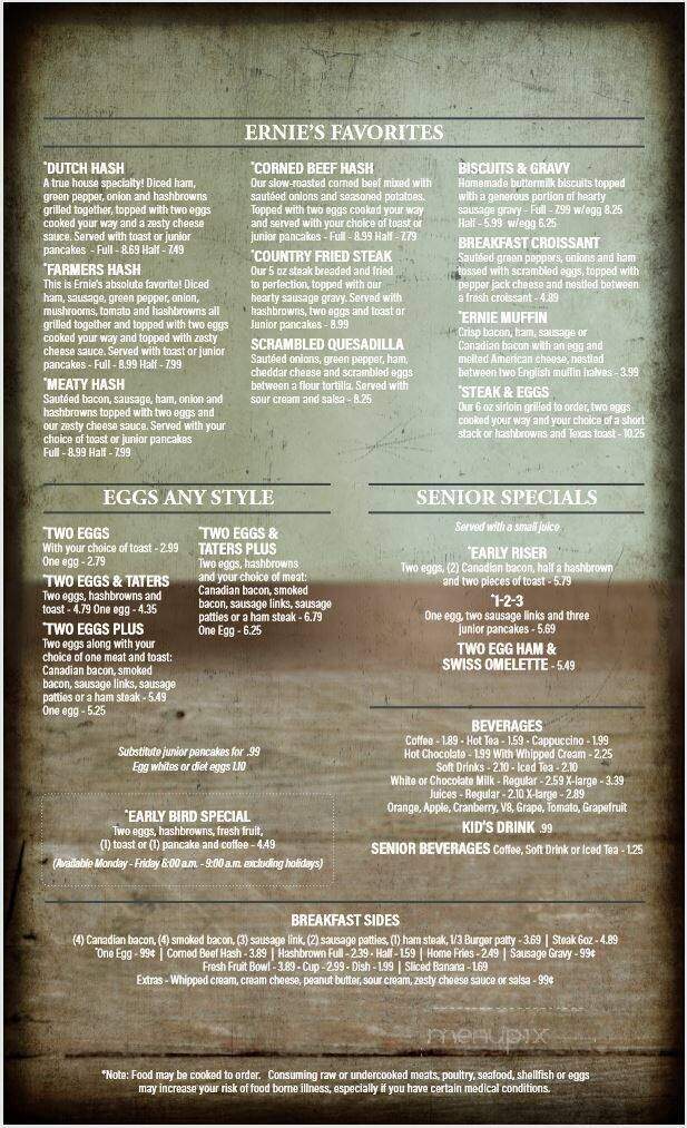 Uncle Ernie's Pancake House - Kalamazoo, MI menu_pic
