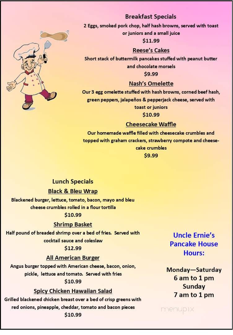 Uncle Ernie's Pancake House - Kalamazoo, MI menu_pic