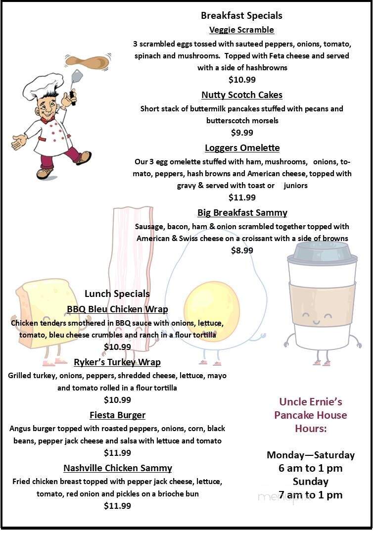 Uncle Ernie's Pancake House - Kalamazoo, MI menu_pic