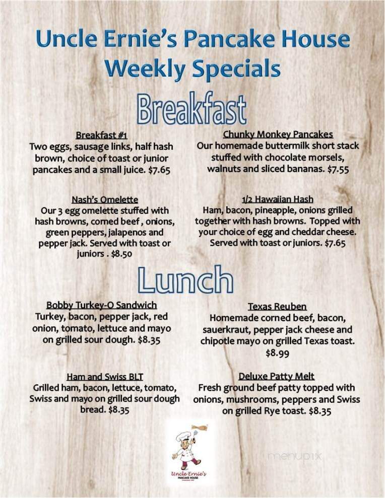 Uncle Ernie's Pancake House - Kalamazoo, MI menu_pic