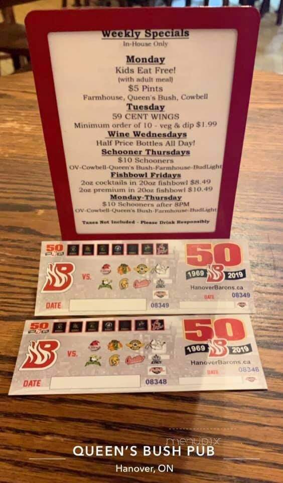 Queens Bush Pub - Hanover, ON menu_pic
