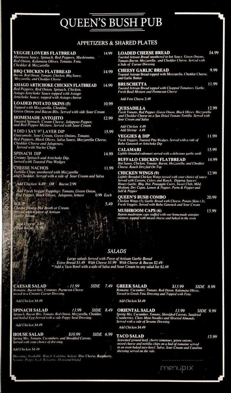 Queens Bush Pub - Hanover, ON menu_pic