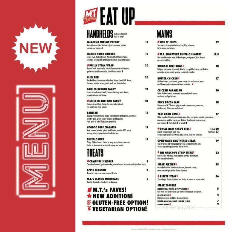 MT Bellies Tap & Grillhouse - Welland, ON menu_pic